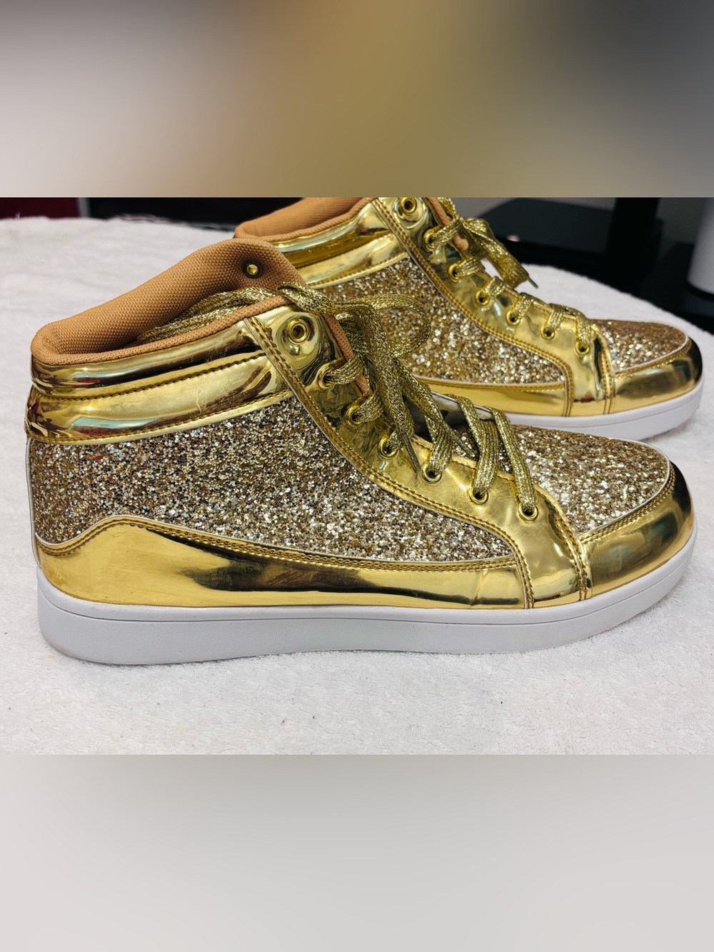 Brand New Vintage Gold Sneakers By Anything But Monday - Size 8 1/2 - Box 84